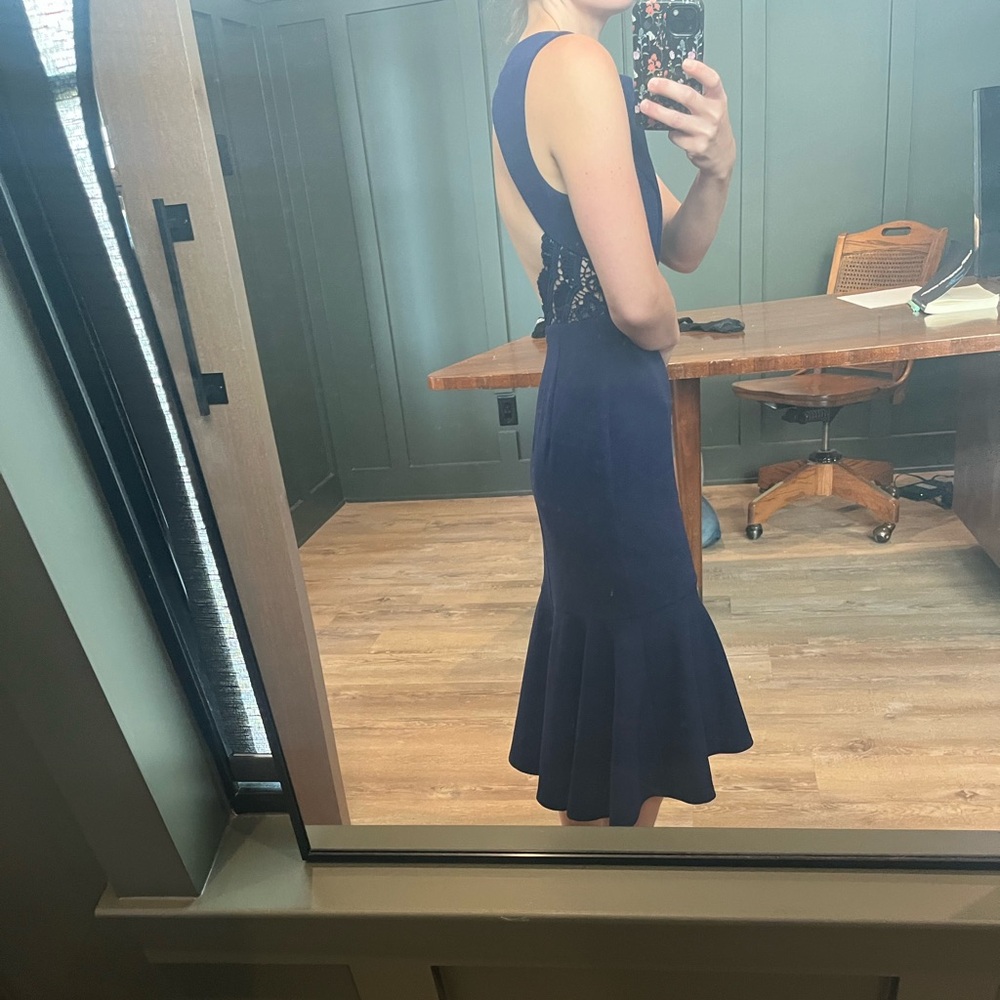 Vick Collection - Navy cocktail dress with open back